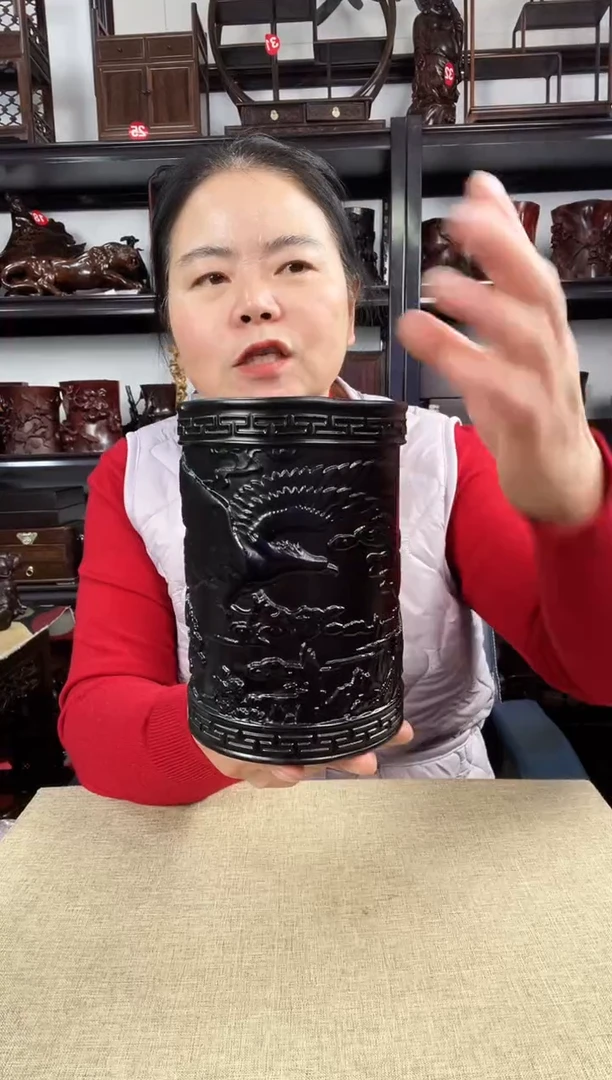 木老李红木工艺品大展宏图笔筒