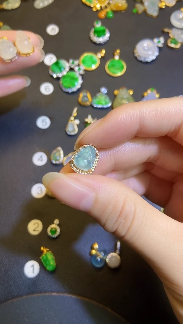 吊坠(不含链)银S925镶嵌翡翠1