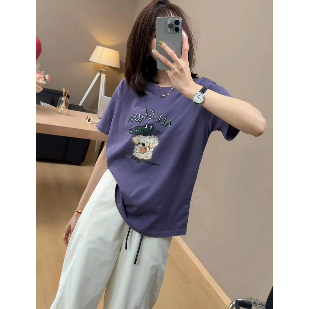 TY5 【小鳄鱼】韩系简约显瘦百搭小鳄鱼T（衣长61）
