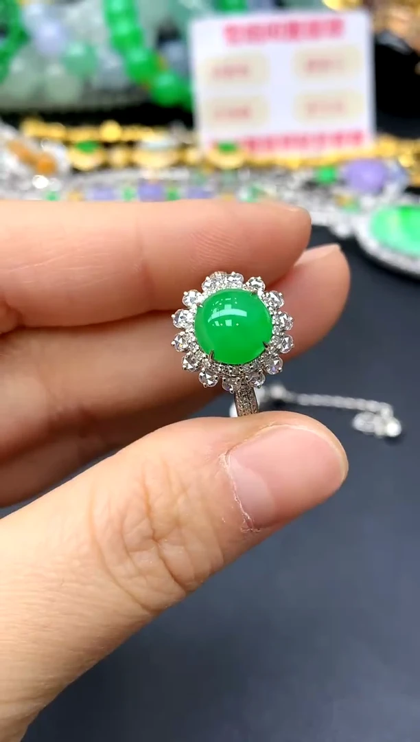 18K金镶嵌戒指翡翠345-中国好珍宝