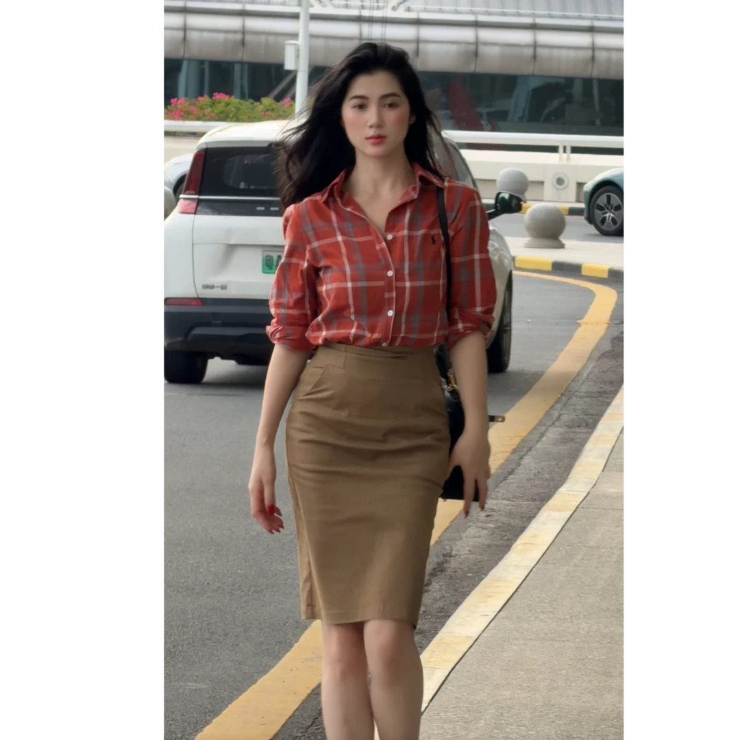 【气泡咕噜咕噜】双面色织复古格纹显瘦长袖衬衫Y956