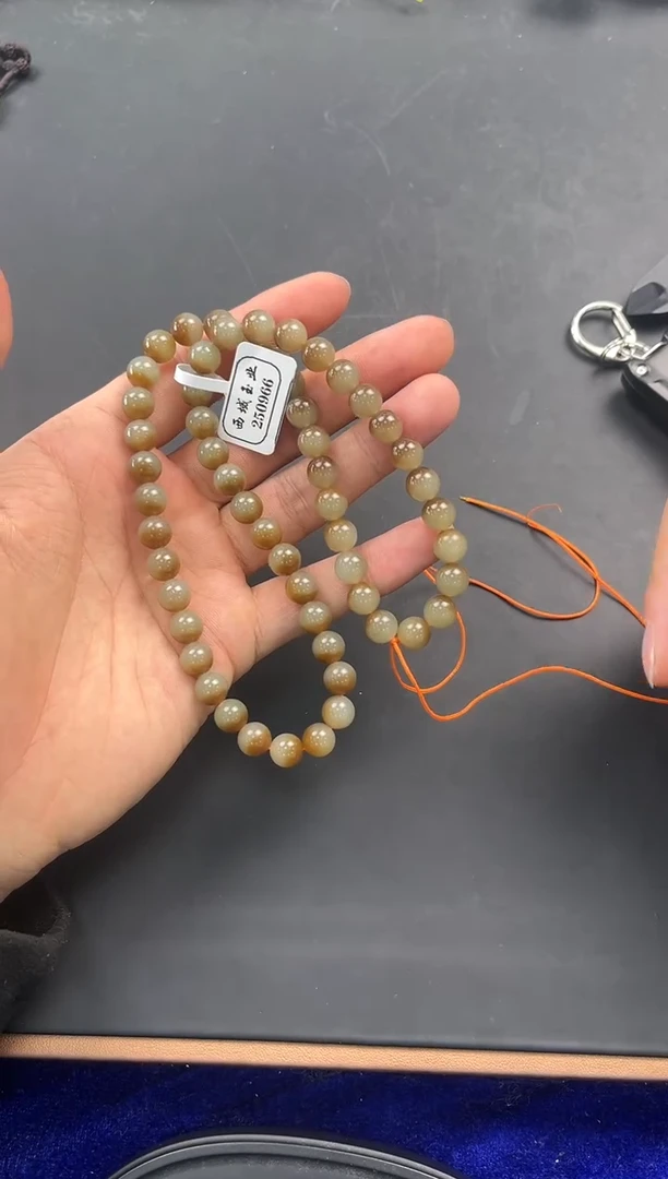 未镶嵌手串和田玉且末金山糖白聚宝盆妈妈链卡8微色差