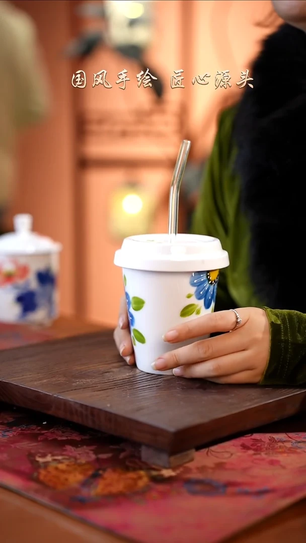 陶瓷景德镇高温釉中彩餐具（无毒无铅无镉）孤品款 送吸管