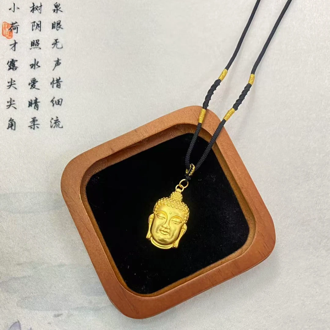 吊坠足银 佛头项链足银气质编绳项坠素款时尚轻奢手工双面
