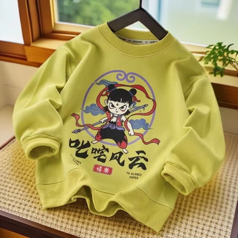 【亲子款】儿童卫衣春秋款休闲上衣男女童套头卡通哪吒闹海卫衣FDS