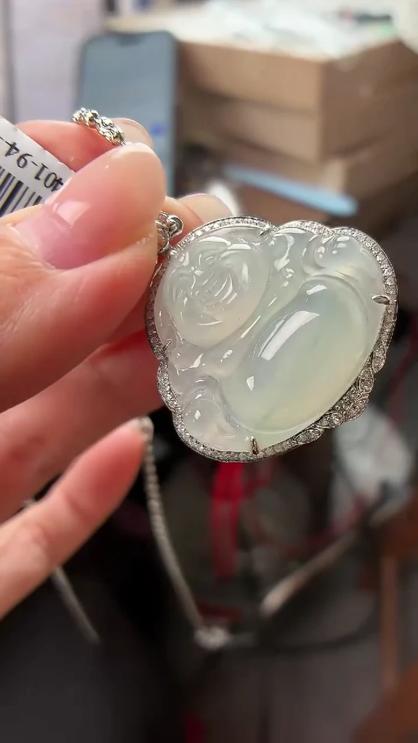 吊坠(不含链)18K金镶嵌翡翠佛公