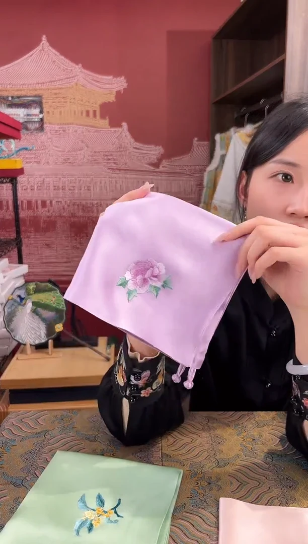 【闪购商品】刺绣苏绣手工刺绣100桑蚕丝方巾