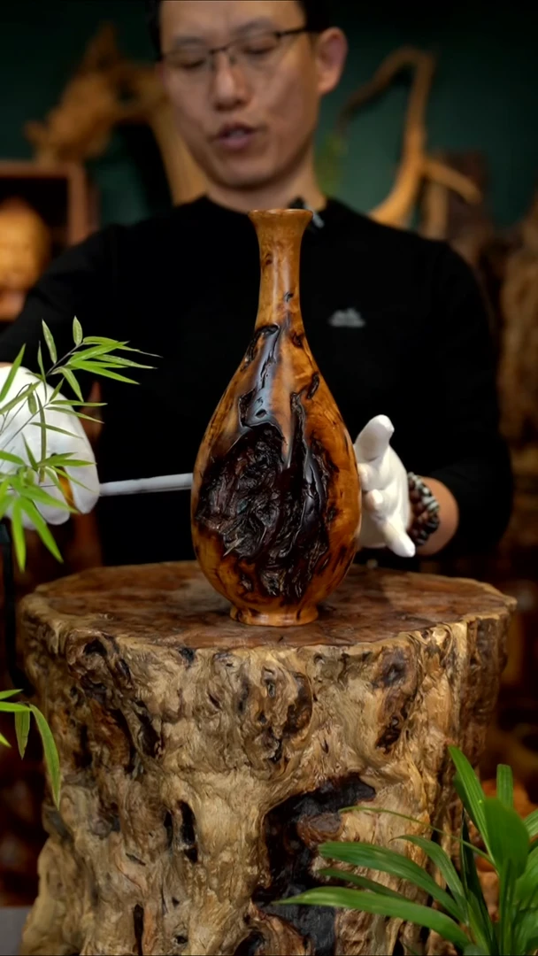 木雷击枣木富贵瓶