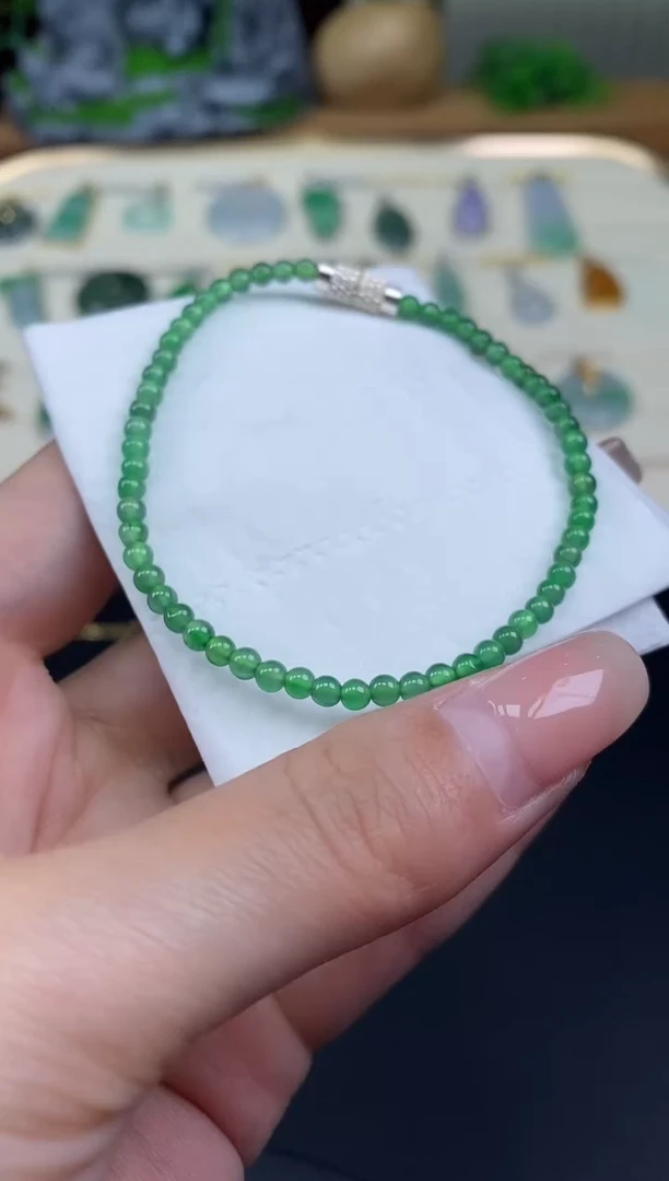 未镶嵌手串翡翠小米珠@@CMT7025
