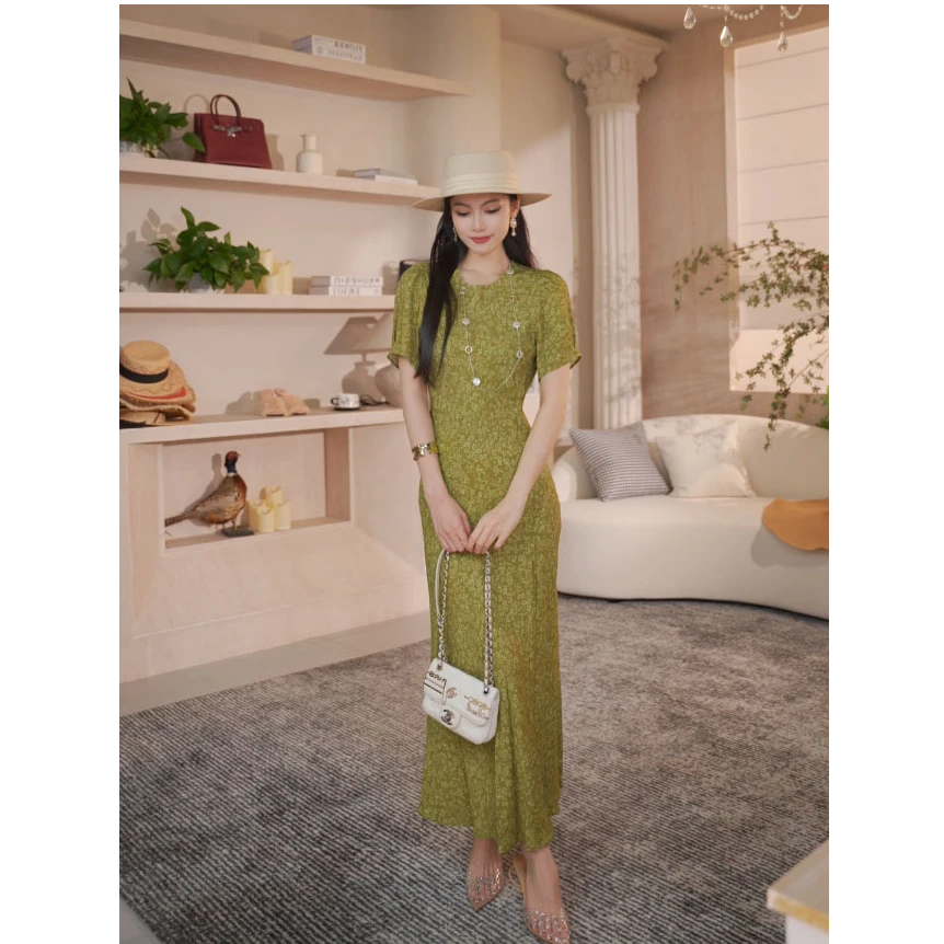 郭甜心【绿韵雅阁】25新款原创设计感清新优雅显瘦连衣裙C-G2528-1