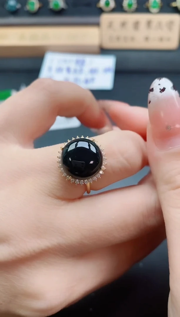 银S925镶嵌戒指翡翠1