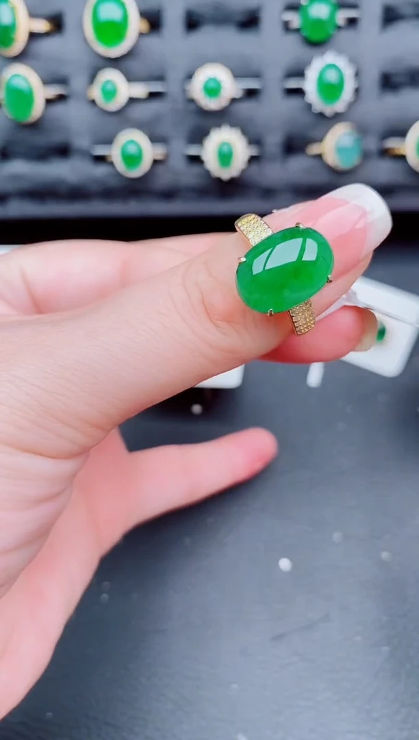 翡翠戒指银S925镶嵌天然a货翡翠440