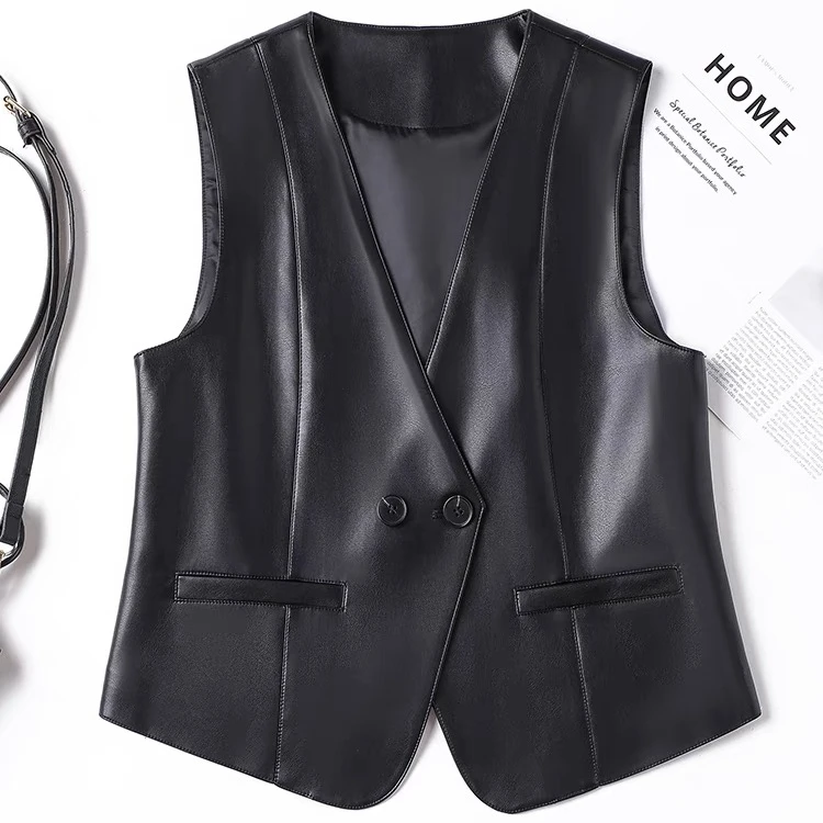 （1612）海宁真皮绵羊皮女士休闲百搭皮马甲