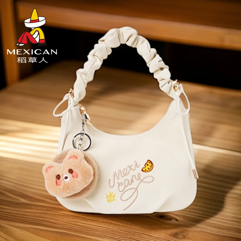 稻草人包包女士爆款2025新款刺绣腋下包可爱休闲单肩包时尚斜挎包