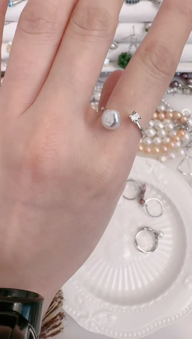 【闪购商品】淡水珍珠戒指银S925镶嵌A15