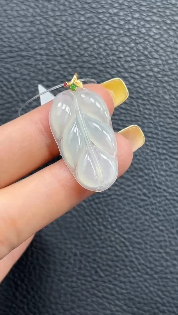 颈饰18K金镶嵌翡翠YM290-4 叶子