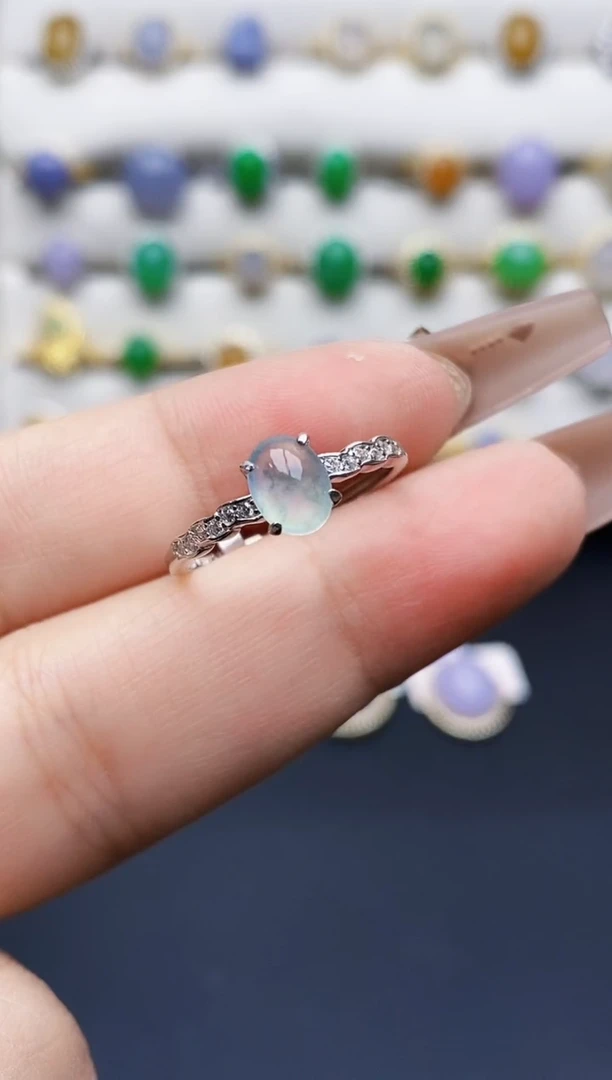 银S925镶嵌戒指翡翠0363