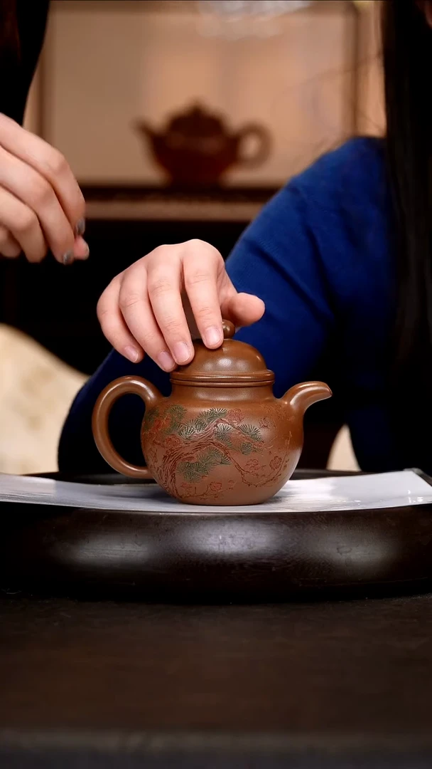 茶壶紫砂SYH60 掇球   紫檀泥  280cc