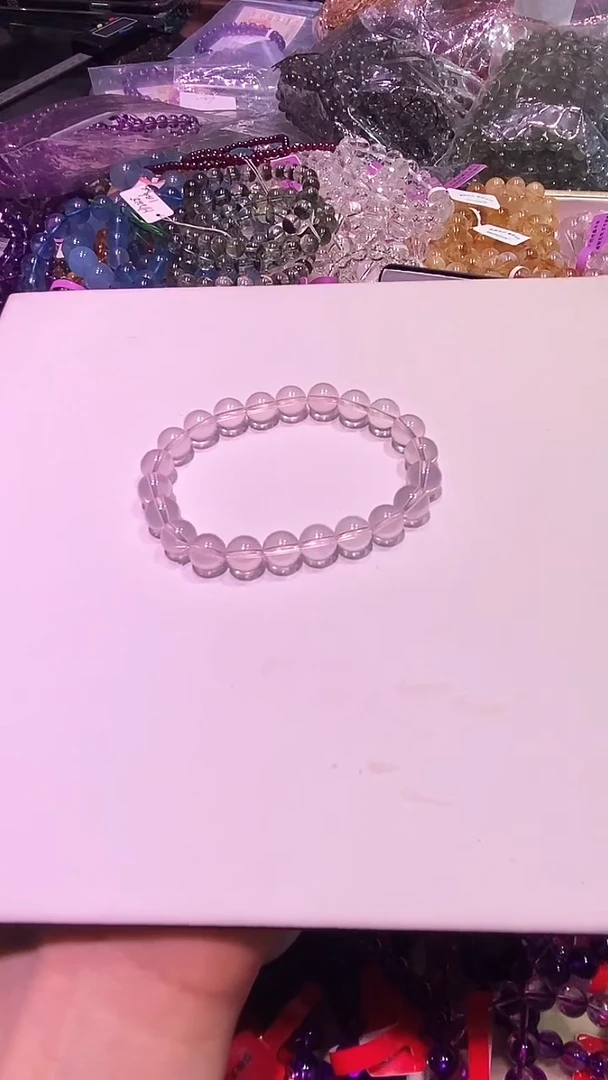 【闪购商品】水晶手串未镶嵌莫桑比克粉粉水晶手串8+