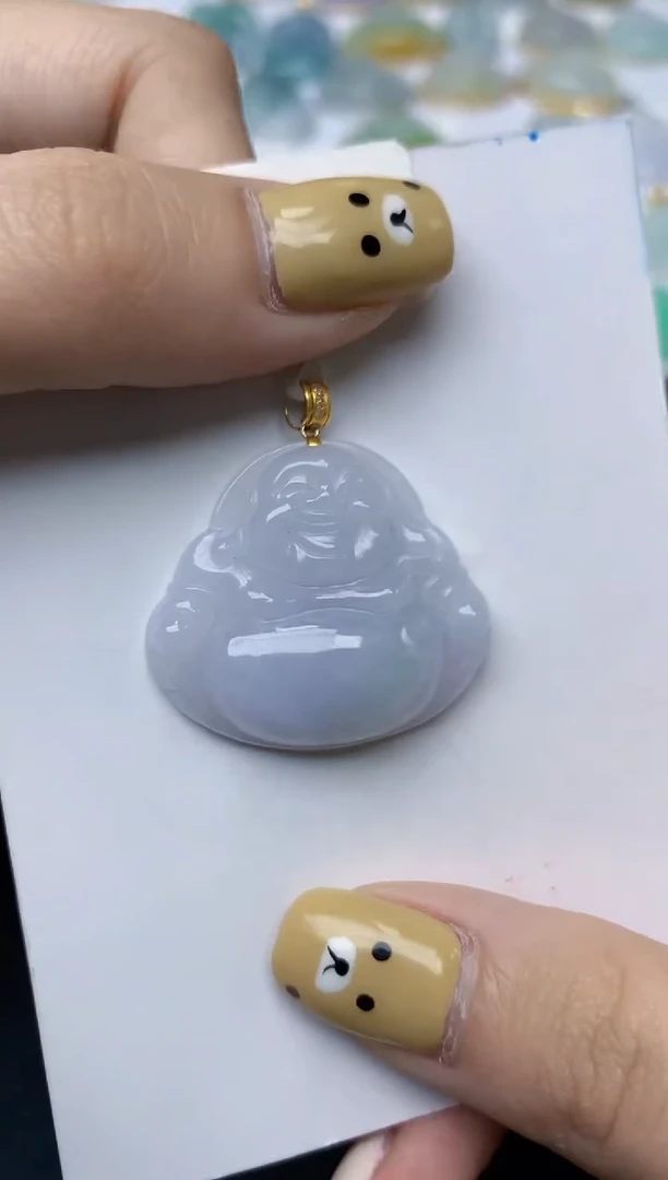 翡翠18K金镶嵌颈饰天然翡翠A货