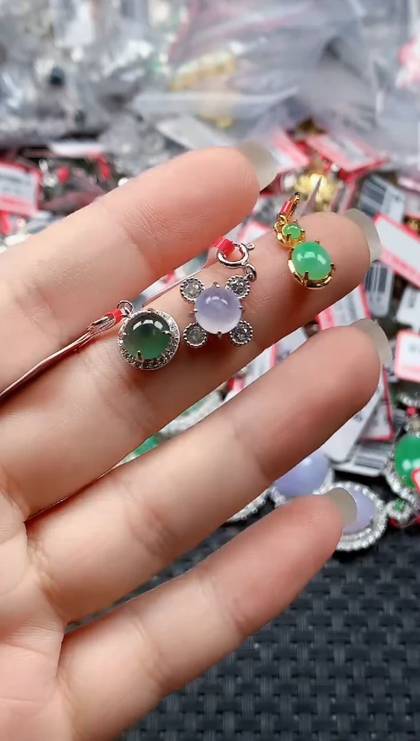 银S925镶嵌戒指翡翠天然A货缅甸翡翠