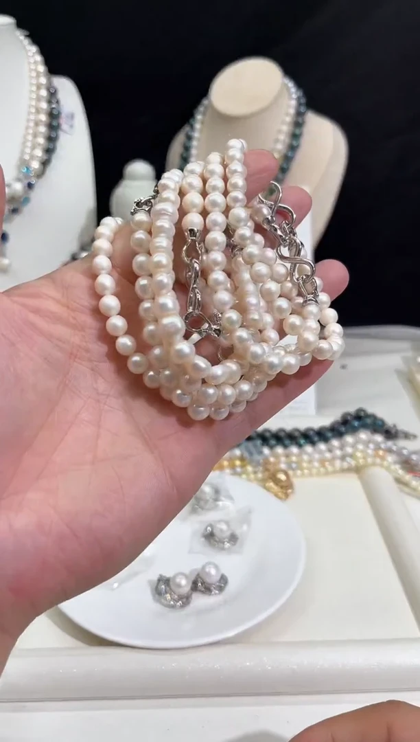 颈饰未镶嵌淡水珍珠白珠手链6--7mm