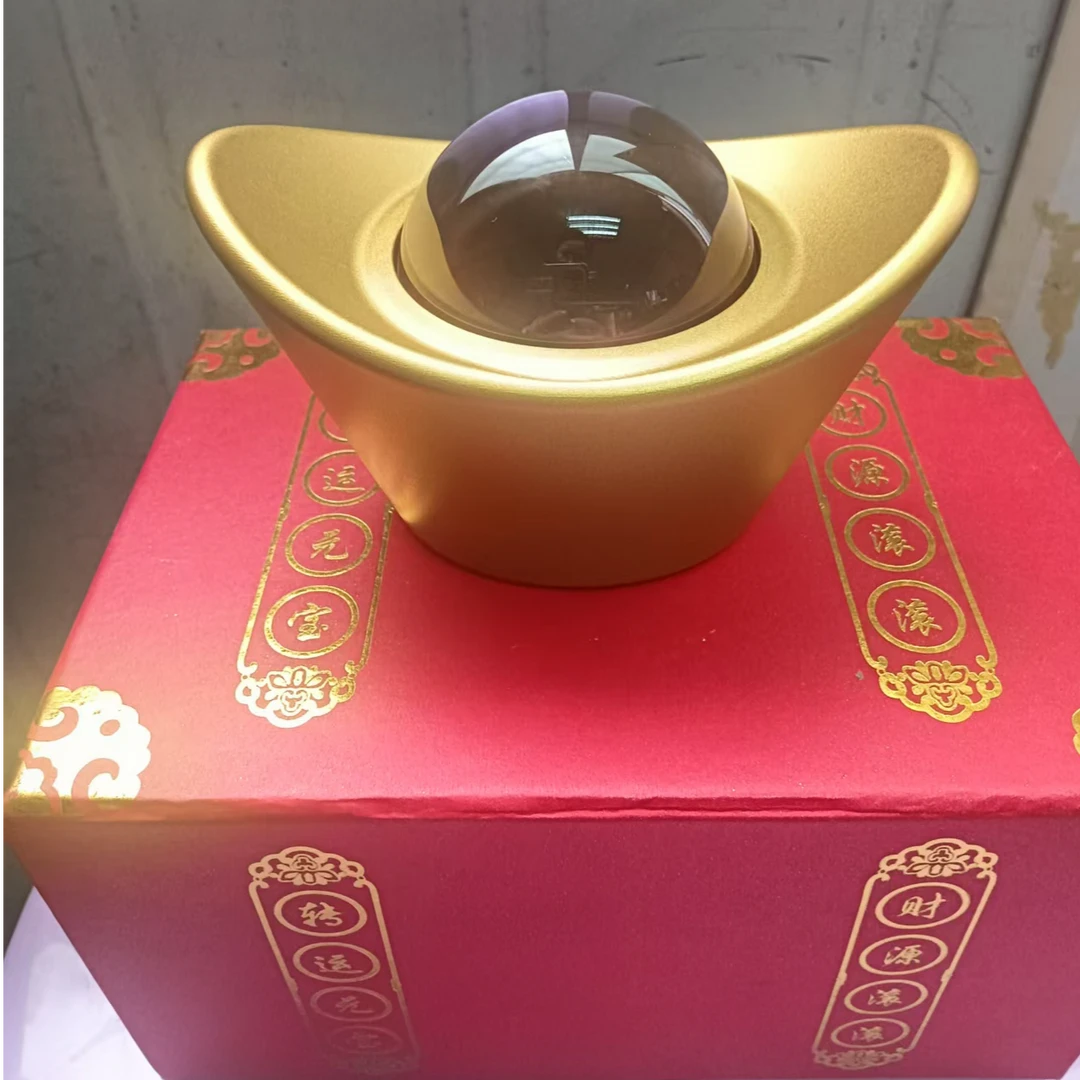 50mm粉紫色滚珠转运元宝，寓意：财源滚滚 ，幸福美满摆件