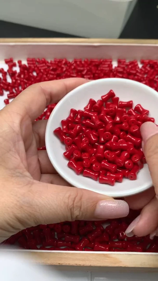 未镶嵌散珠南红玛瑙M955 锦红南红 竹节6*10mm 20颗8元