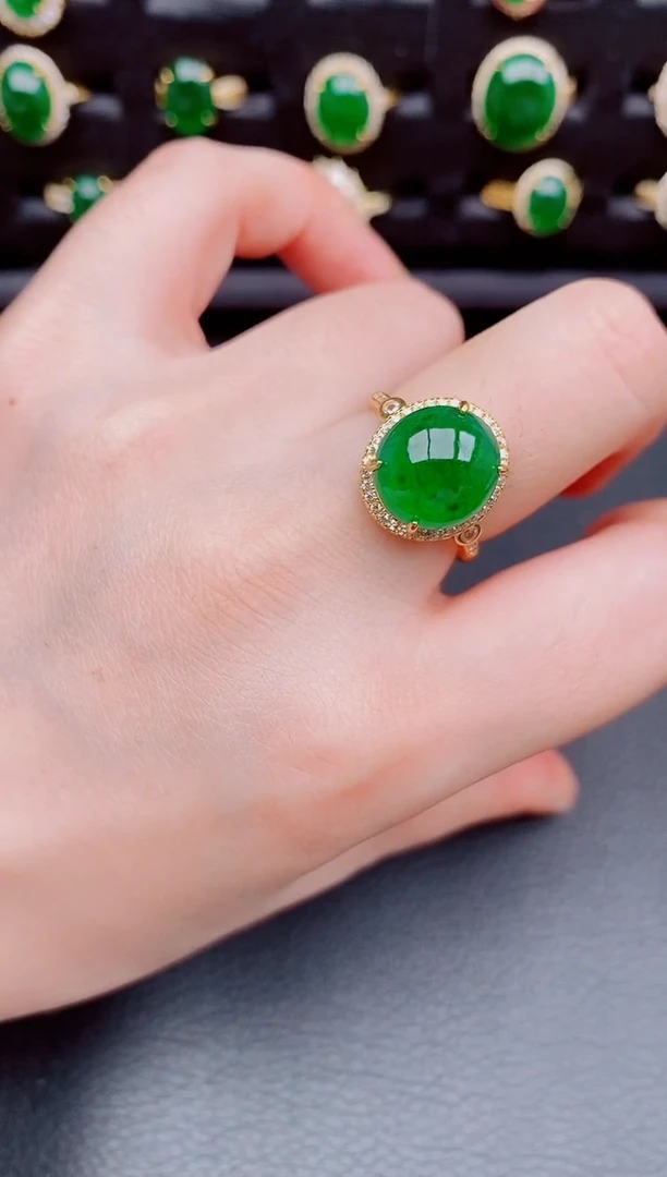 【闪购商品】翡翠戒指银S925镶嵌天然a货翡翠148