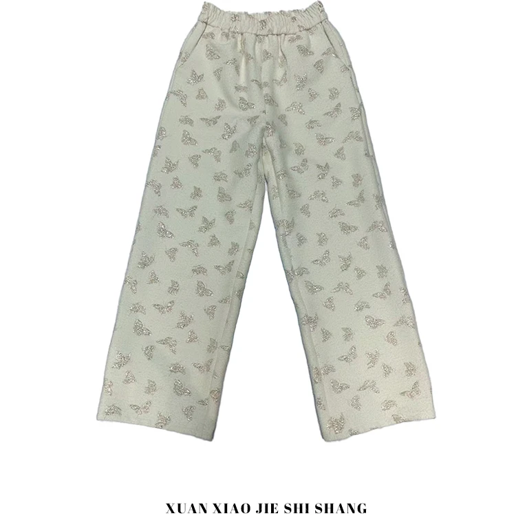 【轩小姐】中式提花复古显瘦女款洋气直筒裤新中式国风女装6661-2