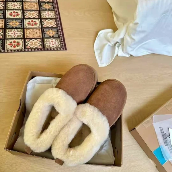 桑坡大喜庆平底时尚雪地靴女款加厚加绒秋冬季羊皮毛一体短筒棉鞋