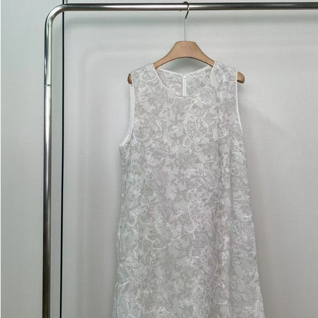 【花满林】圆领定制原麻色背心裙00957