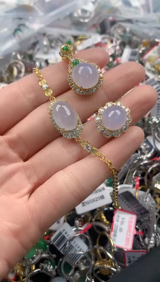 银S925镶嵌戒指翡翠444   7