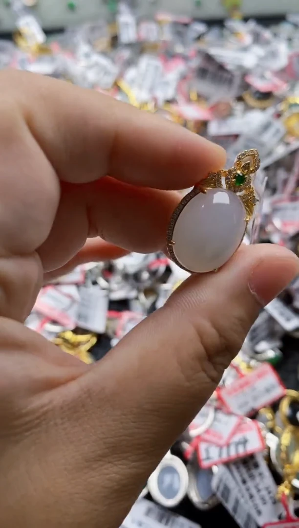 翡翠戒指银S925镶嵌5555---10