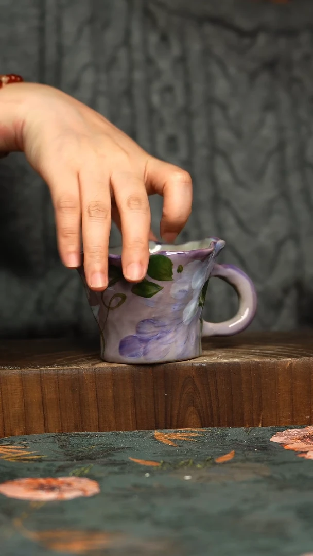 杯釉下彩手工手绘同款陶器