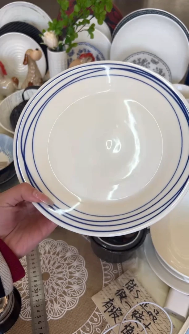 新骨瓷035 瑕疵  太平洋蓝线条 9,5寸盘全标