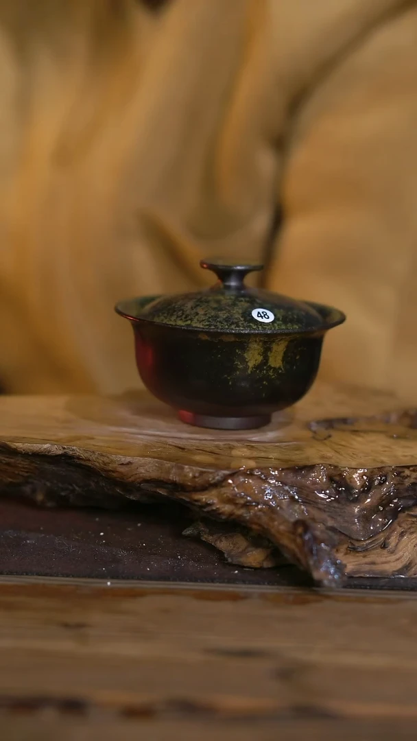 景德镇纯柴烧 乌金泥盖碗 48