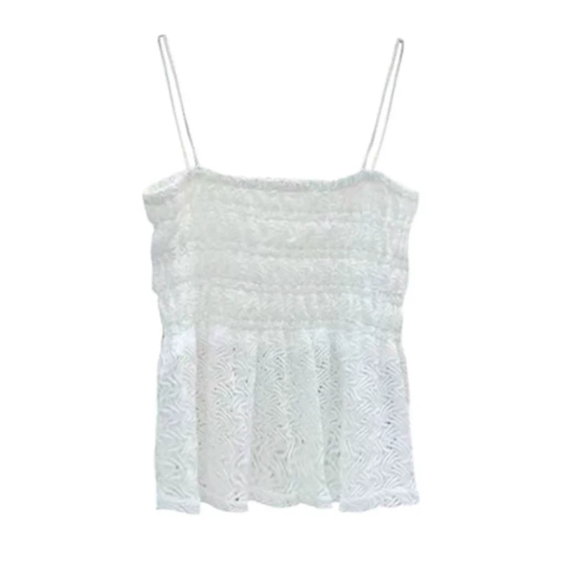 【春雪】夏季新款简约白色针织背心吊带.T40512b