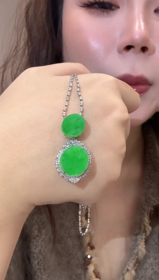 吊坠(不含链)18K金镶嵌翡翠100-吊坠