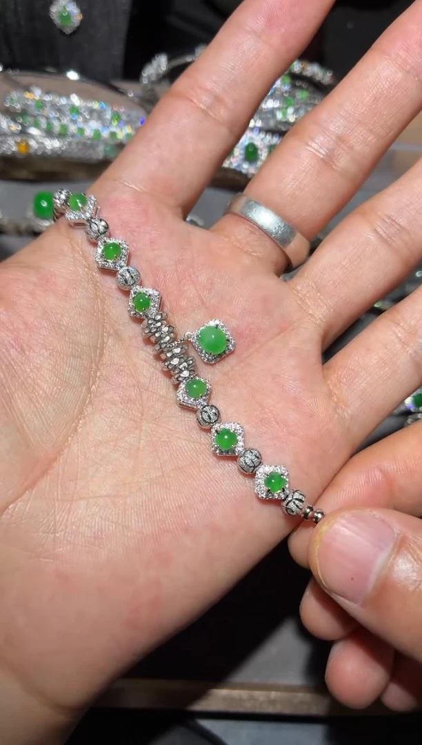 银S925镶嵌手链翡翠全量