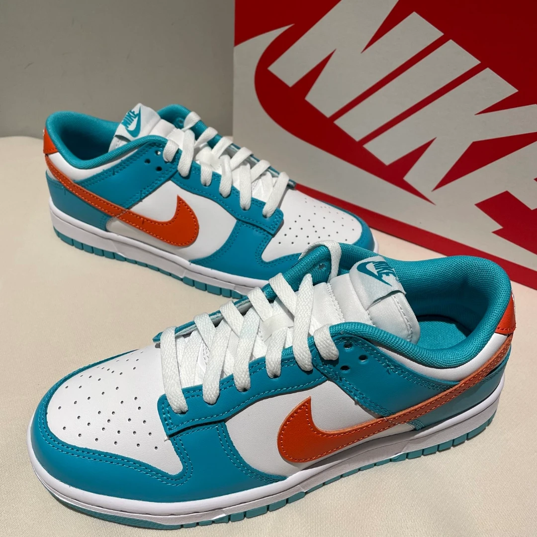 NIKE耐克 Dunk Low 男款白蓝橙低帮复古防滑运动休闲板鞋官方正品