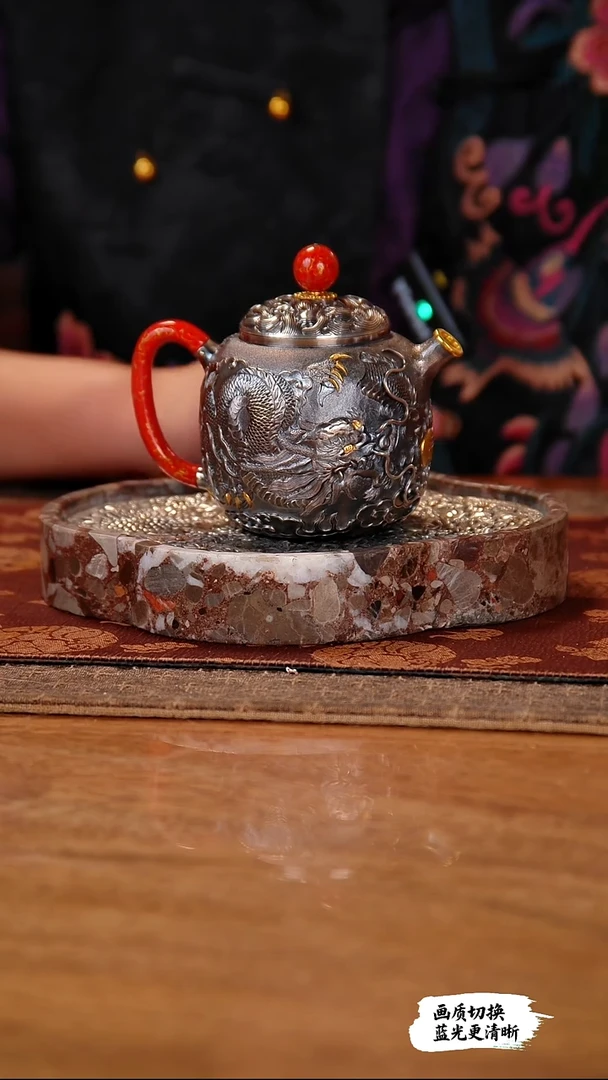 盛唐工坊 足银999 手工泡茶壶龙凤