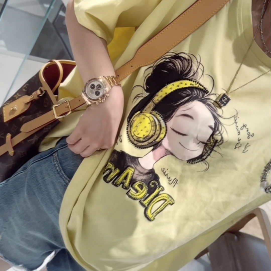 YX七TX20250605新款烫钻女孩体恤百搭休闲时尚