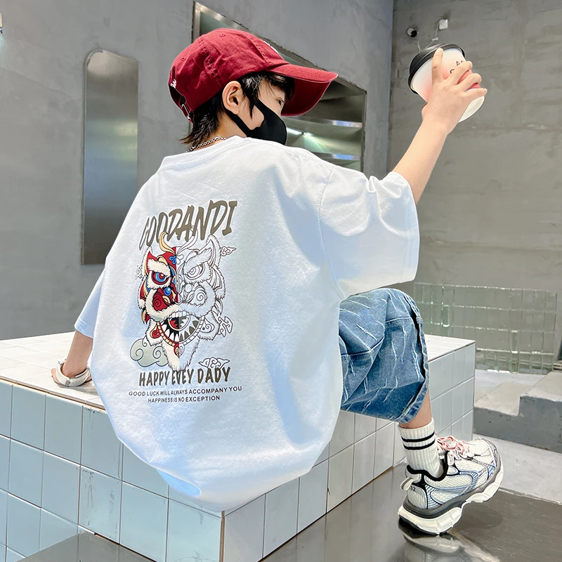 MK&UR.BV童装男童t恤短袖夏装2025新款儿童夏款纯棉中大童男孩潮t