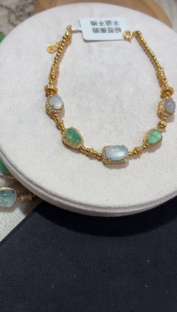 吊坠(不含链)银S925镶嵌翡翠手链