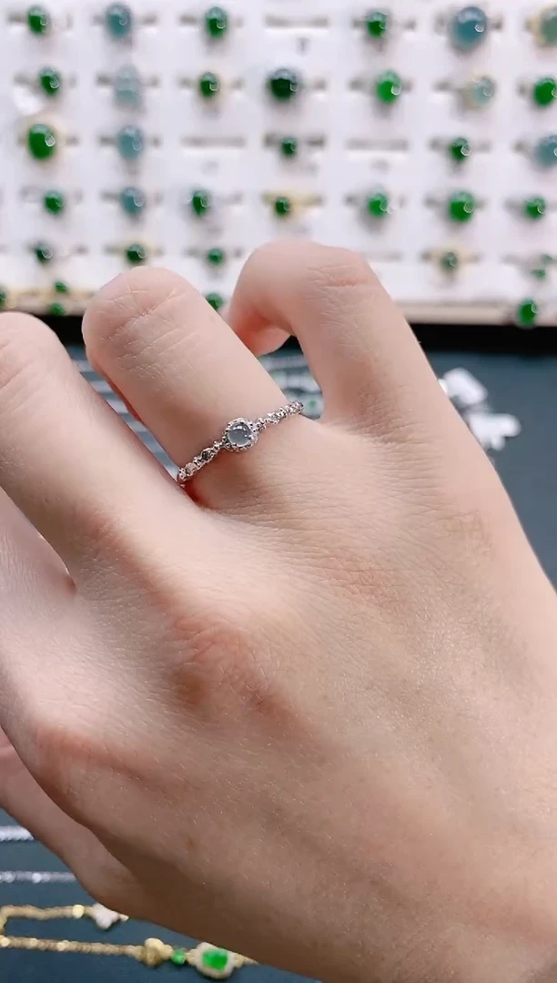 【闪购商品】翡翠戒指银S925镶嵌天然翡翠