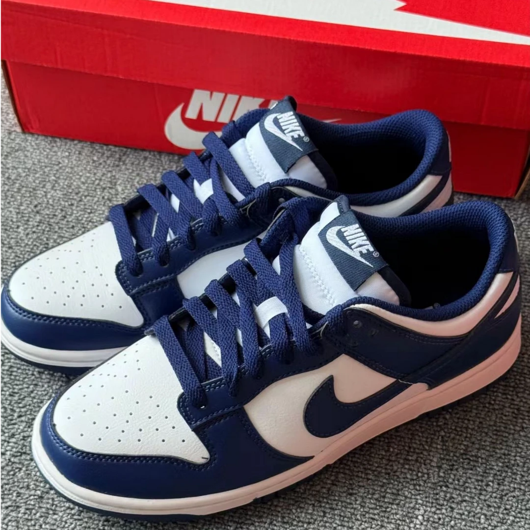 NIKE耐克 DUNK LOW 男款低帮蓝白色百搭运动复古休闲板鞋官方正品