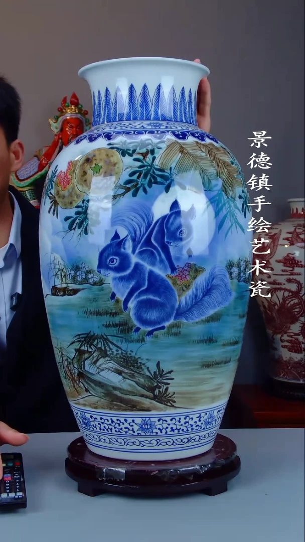 瓶陶景德镇手工手绘陶瓷摆件35