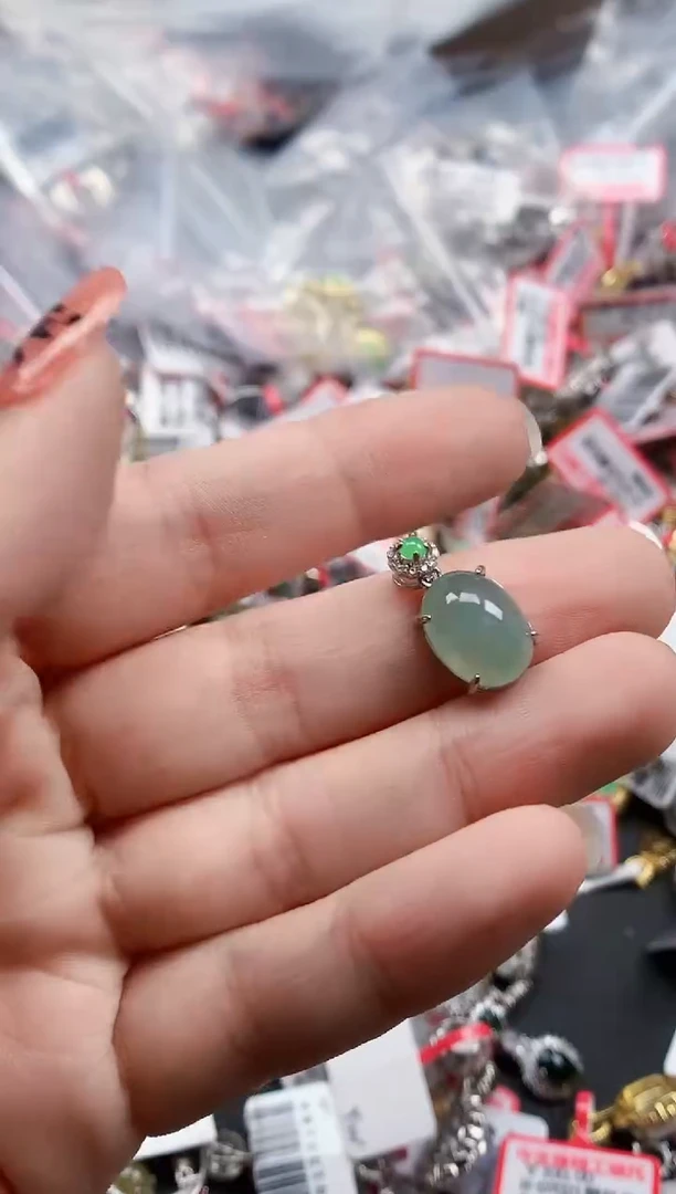 银S925镶嵌戒指翡翠天然A货缅甸翡翠