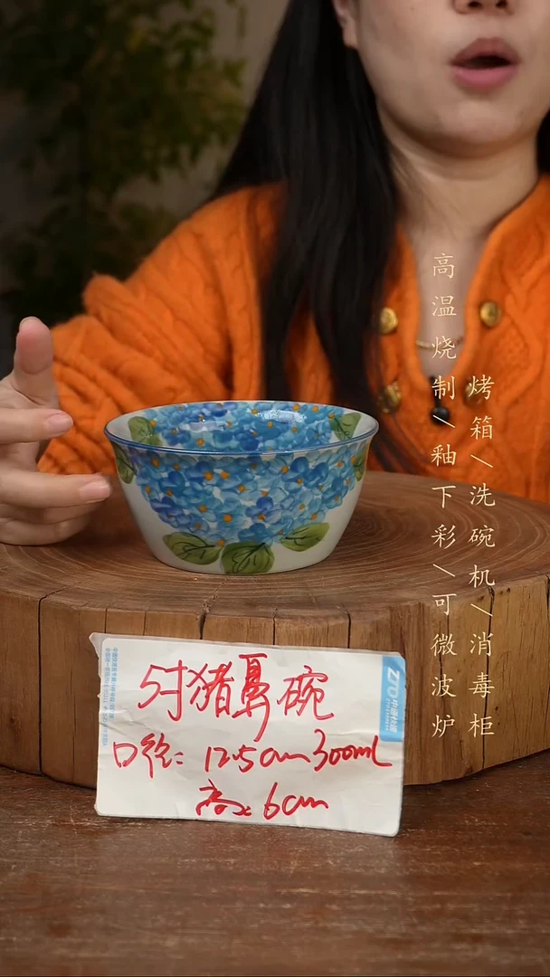 碗瓷景德镇手工手绘高温瓷釉下彩